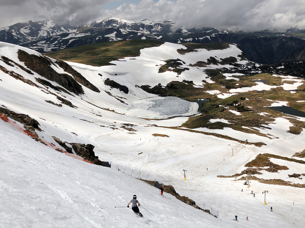 Steph skiing Beartooth Basin on July 5, 2019