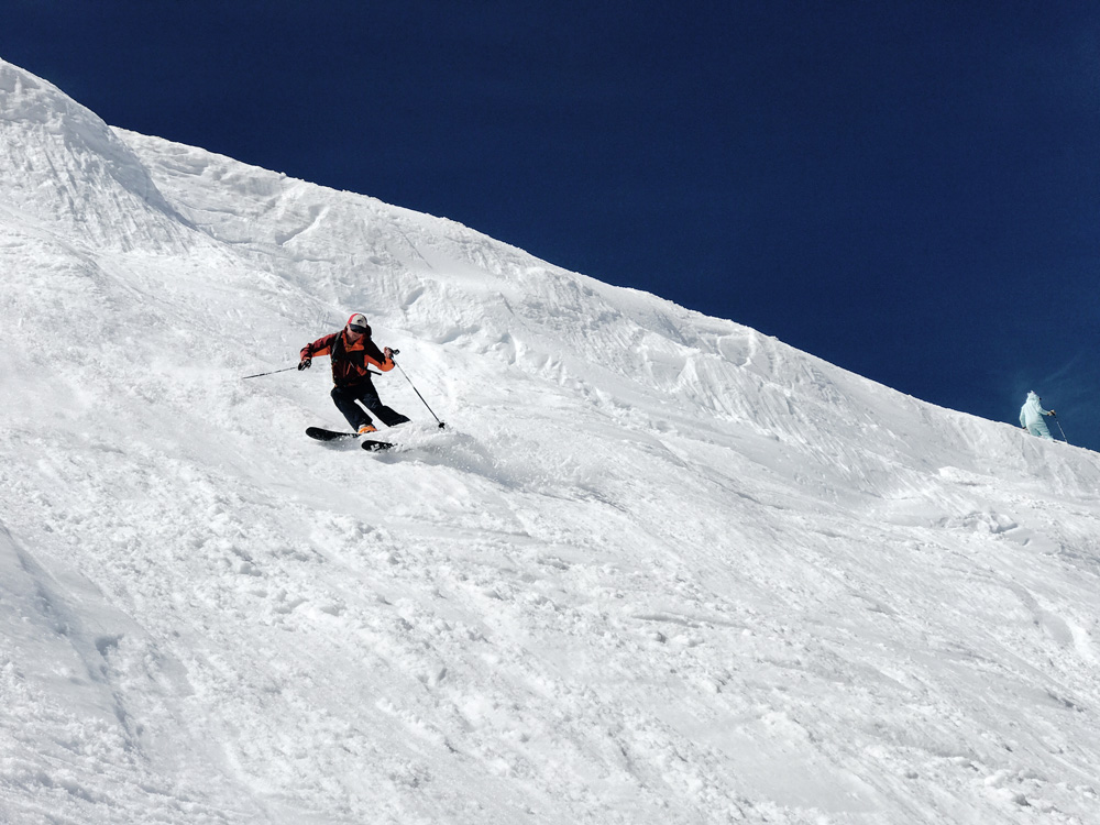 Max skiing Beartooth Basin on July 6, 2019