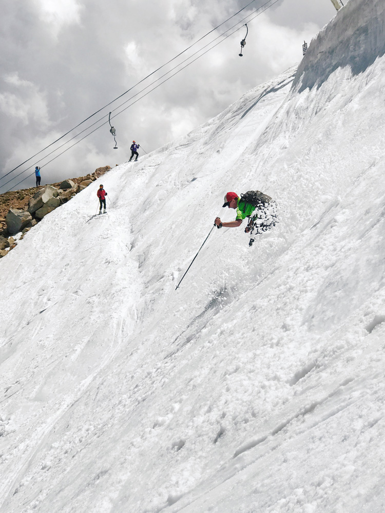 Max skiing Beartooth Basin on July 6, 2019