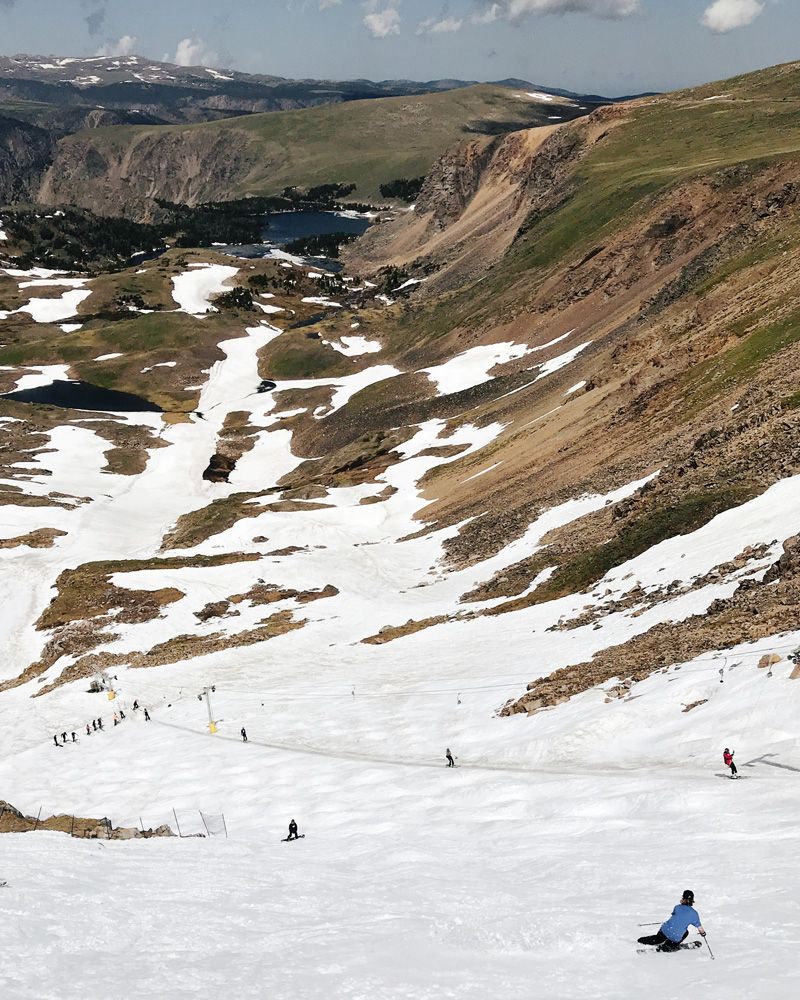 Steph skiing Beartooth Basin on July 6, 2019