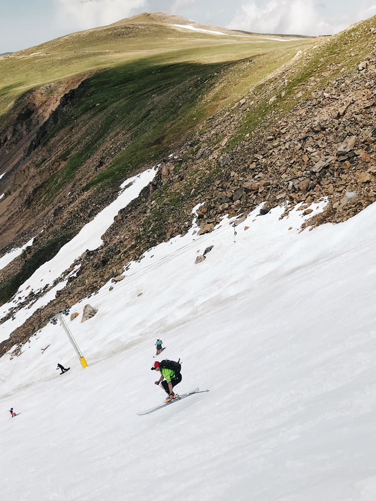 Max skiing Beartooth Basin on July 6, 2019