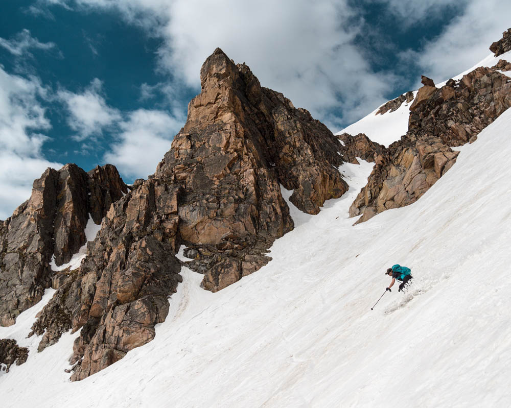 Steph skiing Gardner Headwall