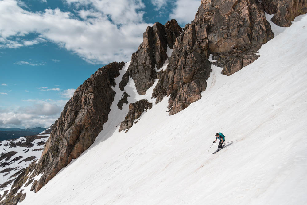 Steph skiing Gardner Headwall