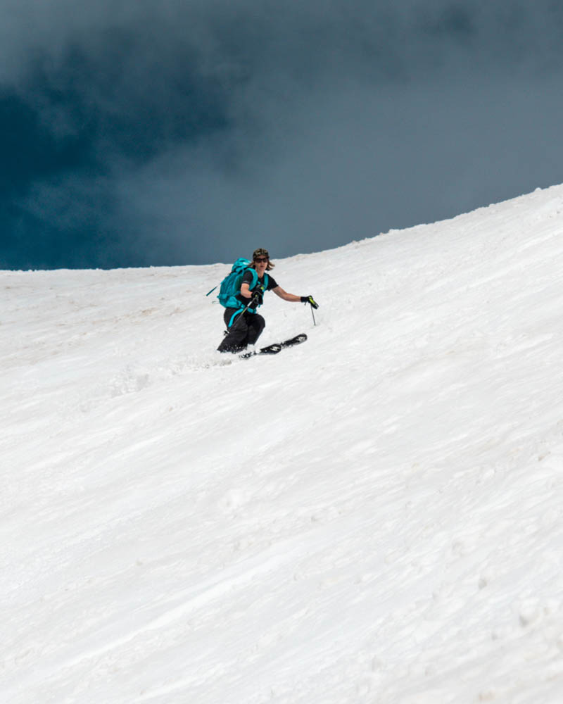 Steph skiing Gardner Headwall