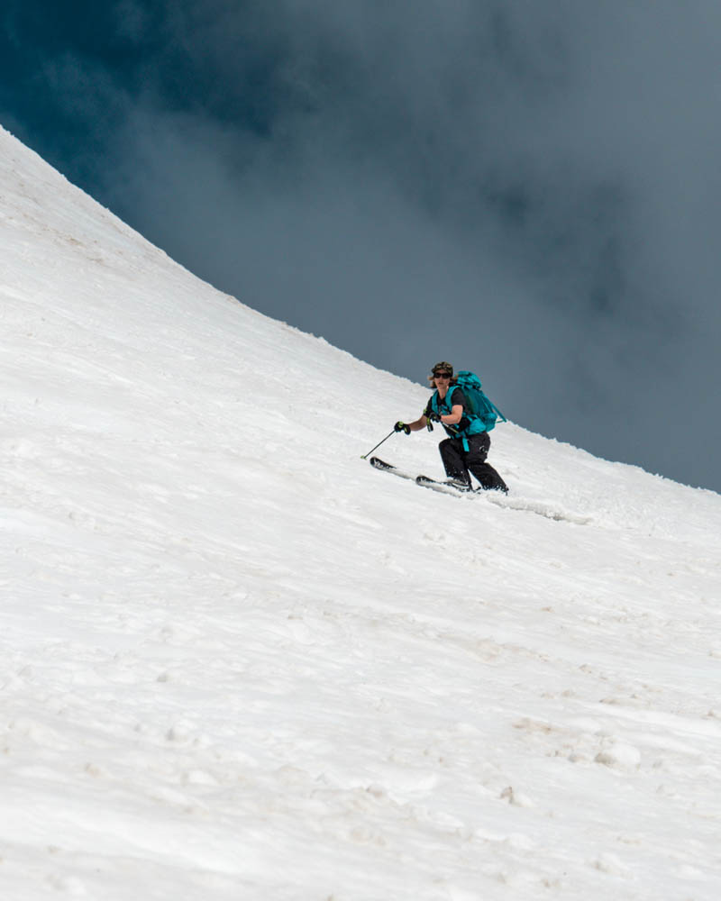 Steph skiing Gardner Headwall