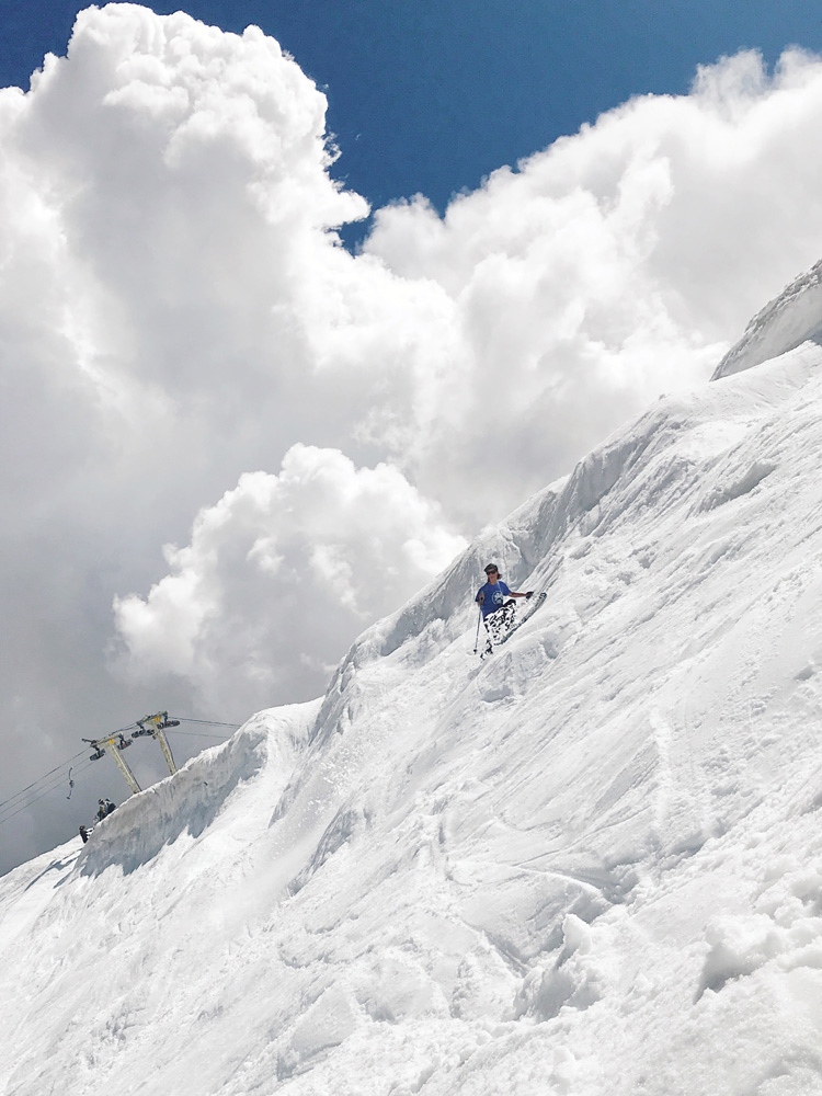 Steph skiing Beartooth Basin on July 6, 2019