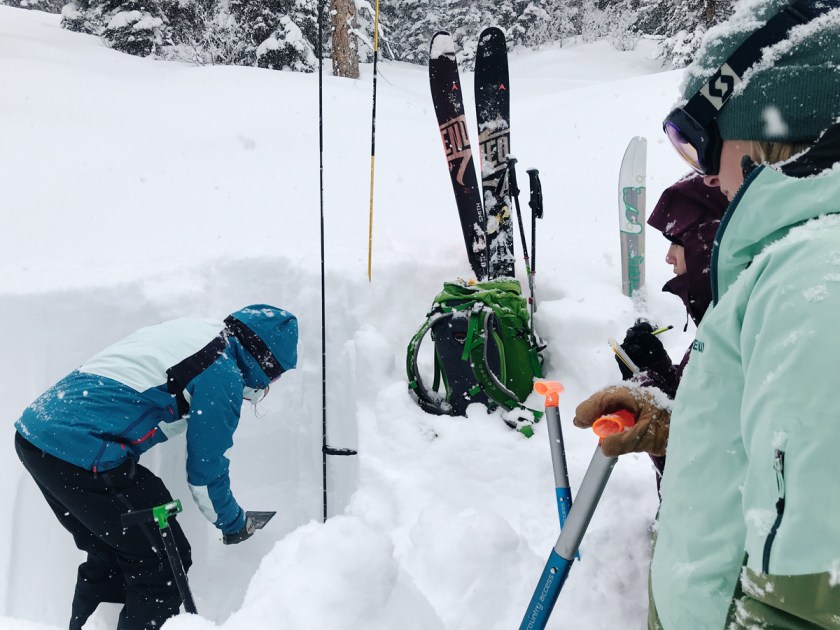 Avalanche 1 instructor demonstrating snow stability tests