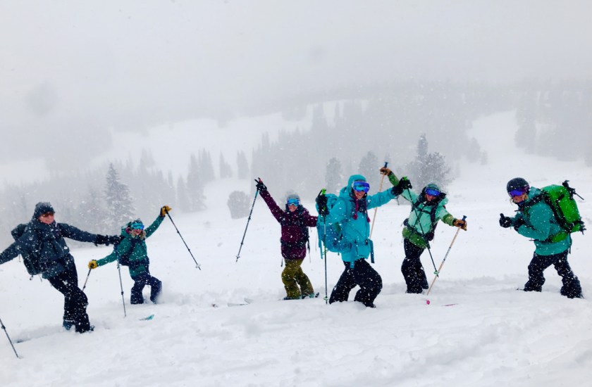 group of women skiing