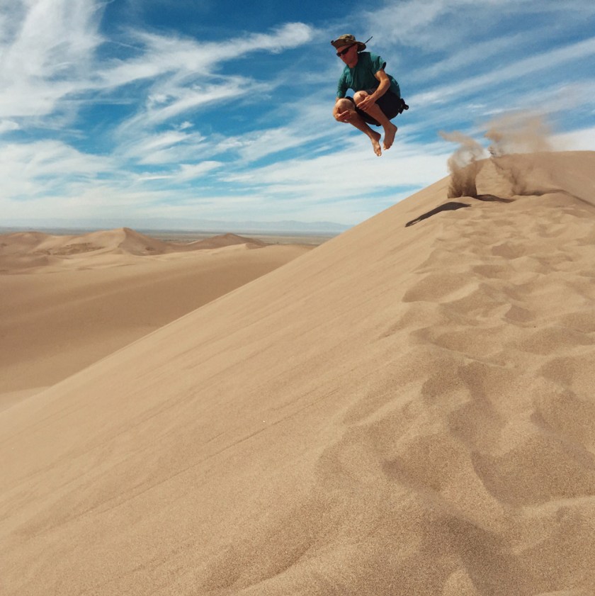 cannonball into the sand at Great Sand Dunes National Park and Preserve