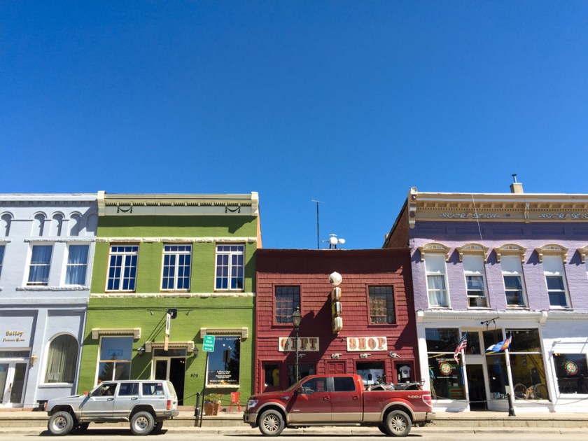 colorful historic buildings on the main street in Leadville, Colorado