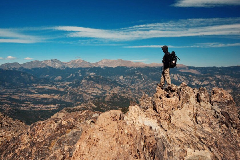 View from the summit of the Twin Sisters hike in Rocky Mountain National Park, Colorado