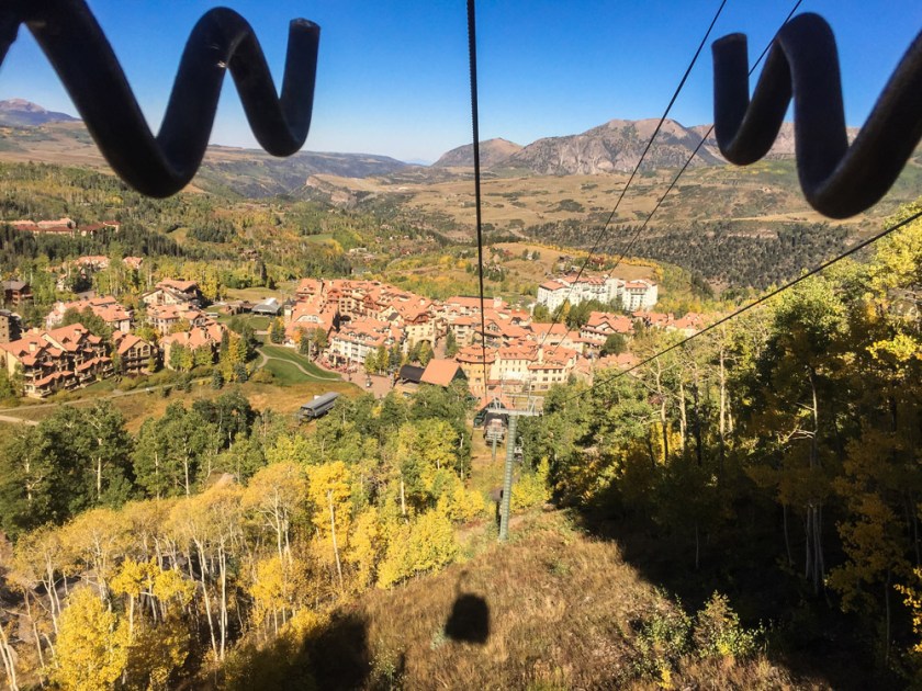 view from the tram at Telluride in autumn