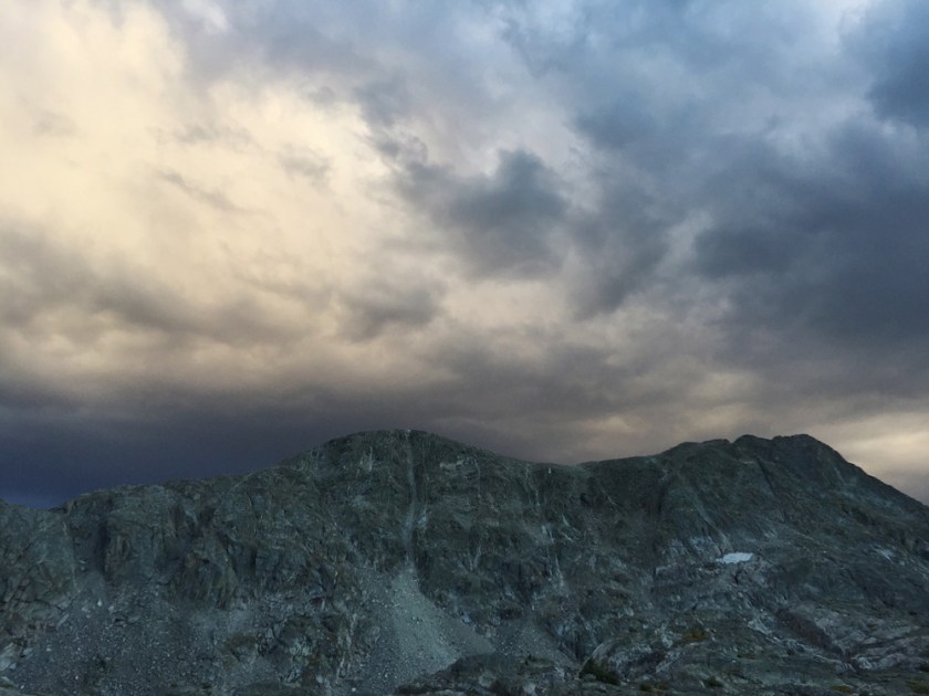 Thunderclouds rolling in near Elbow Lake in the Wind River Range, Wyoming